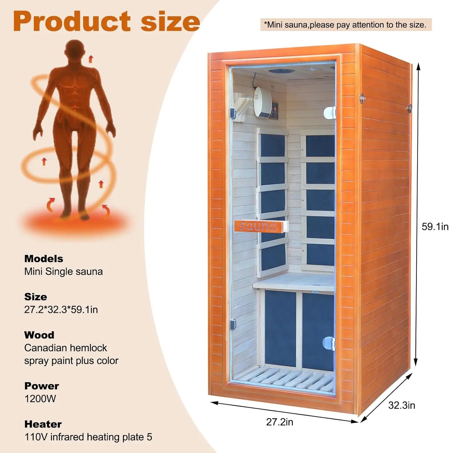 Sauna Mini 1 Person Infrared Home Sauna